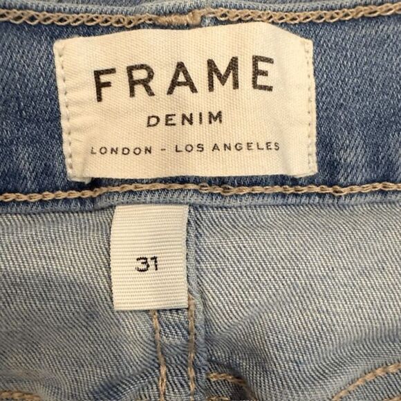FRAME Le High Skinny Jeans Europa Wash Raw Hem Stretch Size 31 - Picture 5 of 12